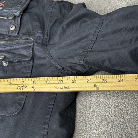Levi's Jacket Mens M Black Sherpa Lined Utility Field Zip Snap Cargo Pockets - Picture 7 of 12